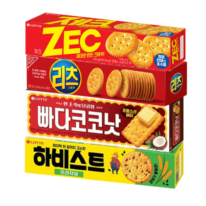 하비스트100g+빠다코코낫100g+제크100g+리츠크래커80g 각5개 총20개, 100g, 1개
