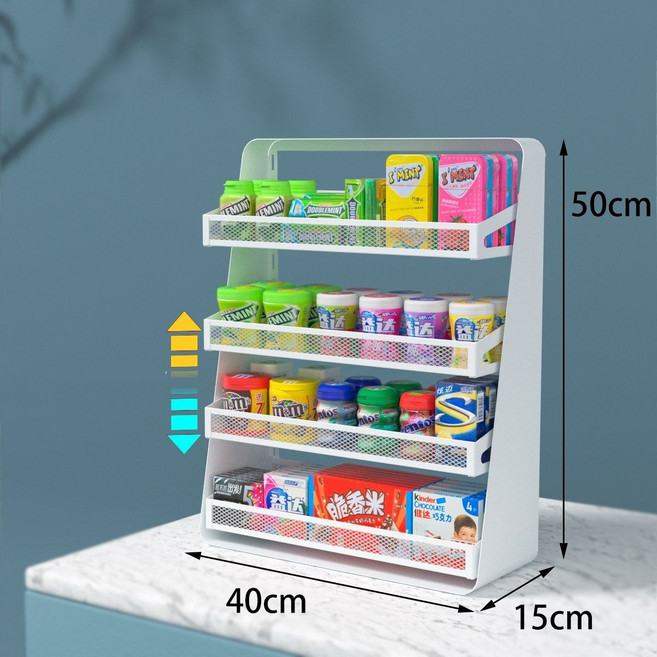 약국선반 진열대 편의점 마트 미니 매대 슈퍼 간식 팬트리 과자 철제 선반, 1개, C. 화이트 4단