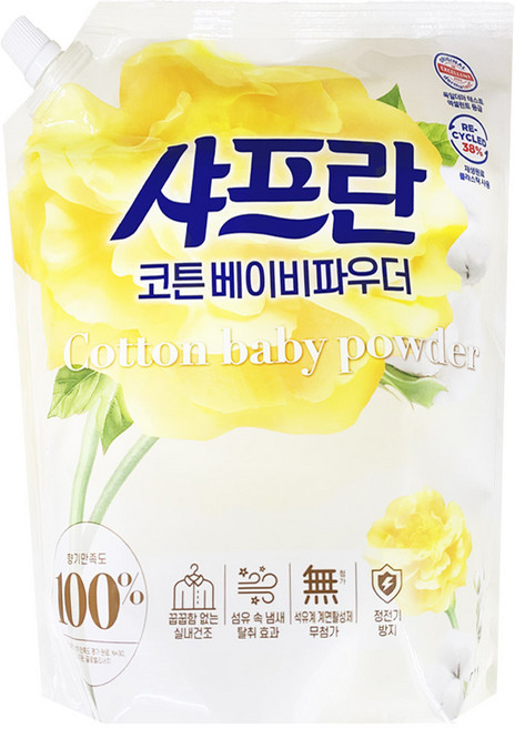 샤프란 섬유유연제 코튼앤크림 리필, 2L, 3개