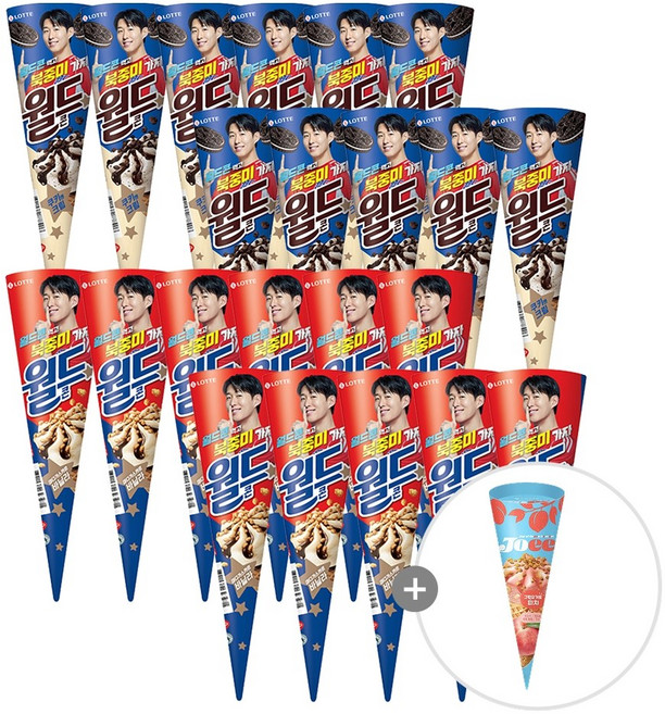 북중미 월드콘 바닐라 x11개+북중미 월드콘 쿠키앤크림 x11개(조이 그릭요거트 피치콘 x1개 증정)