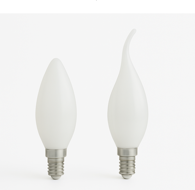 LED蠟燭燈泡 E14 C35 4W 乳白玻璃罩, E14 尖頭 白光, 1個