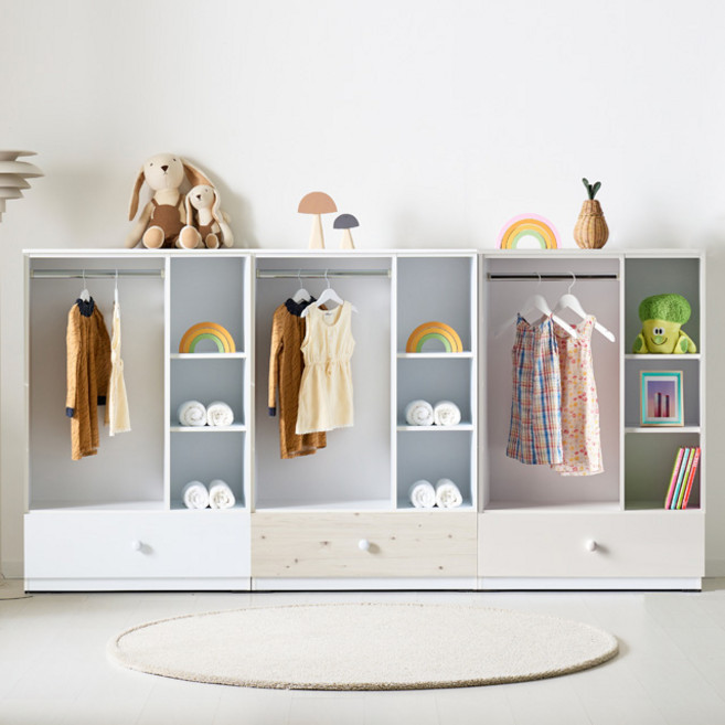 [에띠안]비비아나 800 오픈 행거옷장 베이비옷장 아기옷장 유아옷장 키즈 쥬니어 옷장, 글로시 화이트