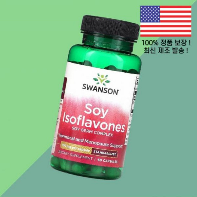 스완슨 대두 이소플라본 750mg 60캡슐 Swanson Soy Isoflavones 60 Capsules, 60, 1