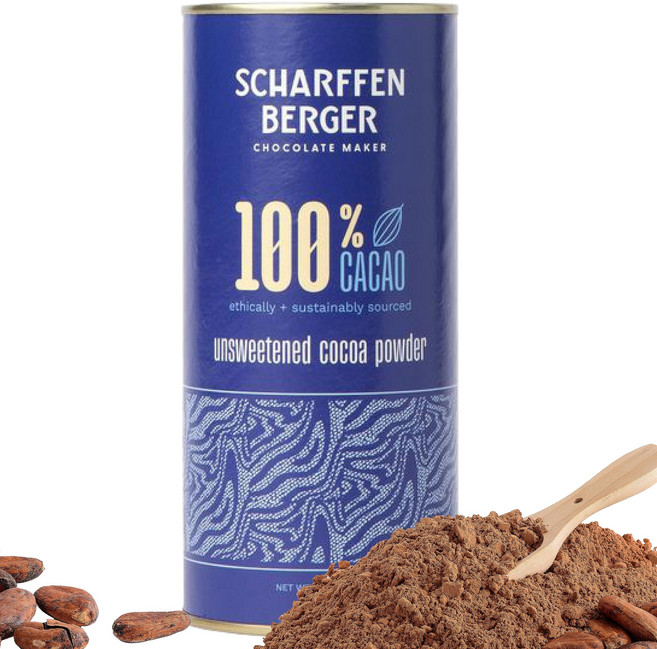 샤르펜베르거 무가당 천연 코코아 파우더 홀리데이 베이킹 용 Scharffen Berger 100% Cacao Unsweetened Dark Chocolate Cocoa Powde, 1개
