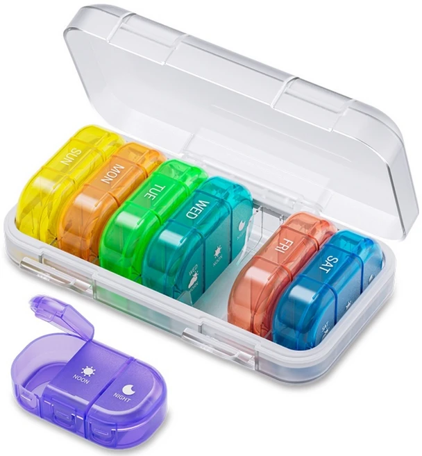 조빈니타 완벽 밀폐 일주일 약통, 무지개 3칸, 1개 - 쿠팡