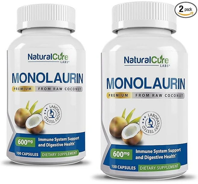 모노라우린 추출 600mg 100캡슐 3개월분 고함량 고용량 미국산 Monolaurin, 100정, 2개 - 쿠팡