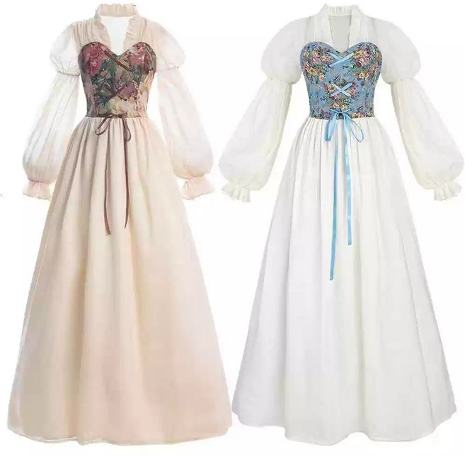 중세 드레스 의복 유럽 공주풍 개화기 경성 연극 시대 원피스 의상 졸업 사진 촬영 소품