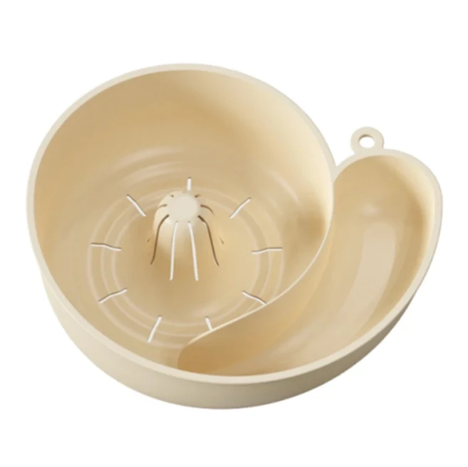 달팽이 모양 과일 배수구 바구니 크리 에이 티브 자동 회전 깨끗한 야채 세탁기 다기능 재사용 가능, 01 Beige