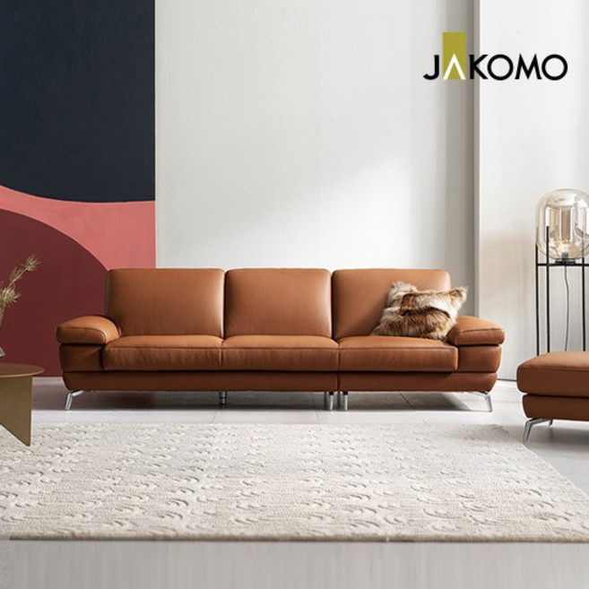 뉴트 3.5인 슈렁큰 천연면피 소가죽 소파+스툴, 라이트그레이