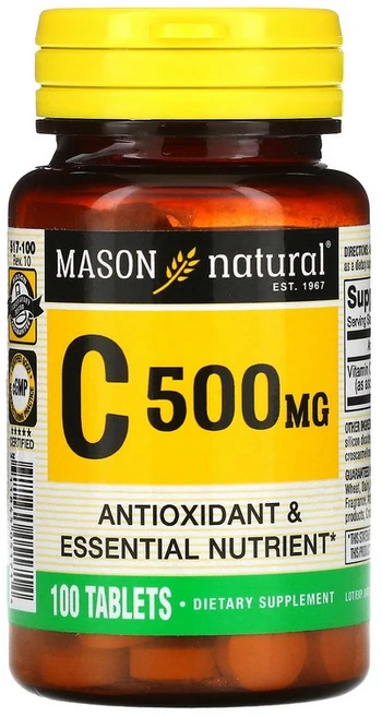 1+1 Mason Natural 비타민C 500mg 100정 아스코르브산 글루텐프리, 2개 - 쿠팡