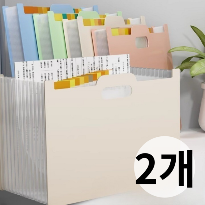 블리슈 A4 서류 정리 인덱스 아코디언파일 13칸, 2개, 그린