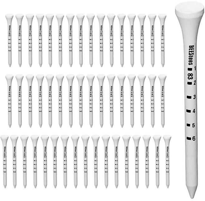 엘쏘 스텝조절 나무 골프티, 화이트, 50개