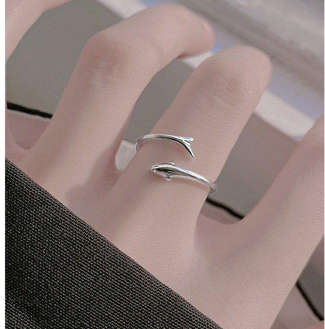 925 silver 델리아 돌핀 럭키 실버 링 행운 반지 데일리 레이어드 심플 베이직 주얼리 돌고래 펜던트 우정 선물