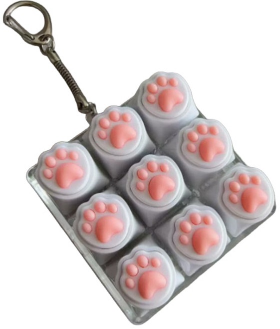 치프몰 고양이발 키보드 열쇠고리, 1개, 사각 9캡