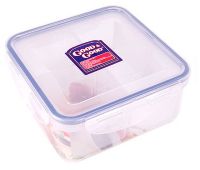 굿앤굿 직사각 밀폐용기 4칸, 1개, 900ml