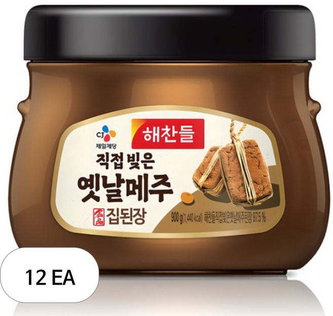 CJ 해찬들 직접빚은 옛날메주 집된장, 900g, 12개