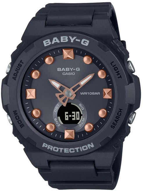 【CASIO 卡西歐】BABY-G 夏日陽光 多彩繽紛休閒雙顯錶-酷炫黑(BGA-320-1A 防水100米)