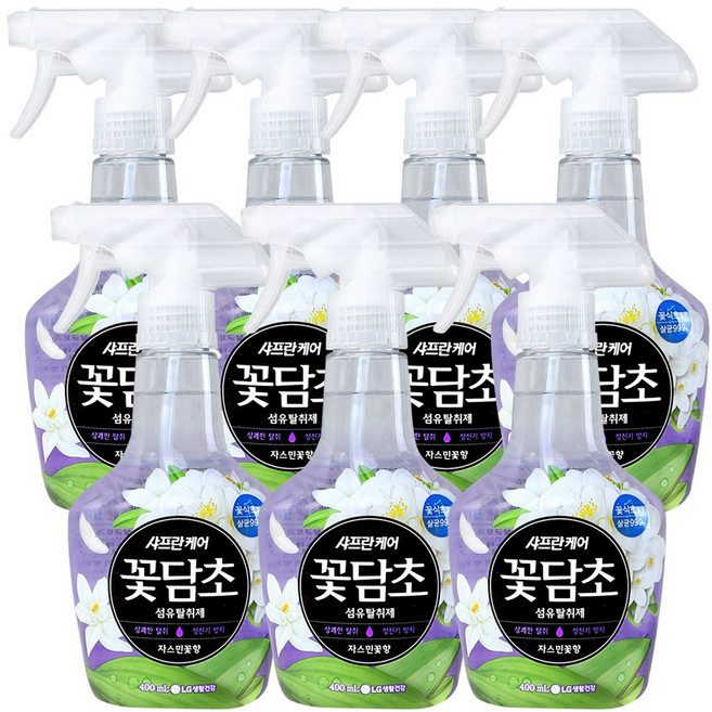 [살균 99.9%] 샤프란케어 꽃담초 섬유탈취제 자스민꽃향 용기 400ml, 7개