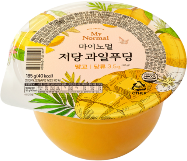 마이노멀 저당 과일푸딩 망고, 185g, 24개