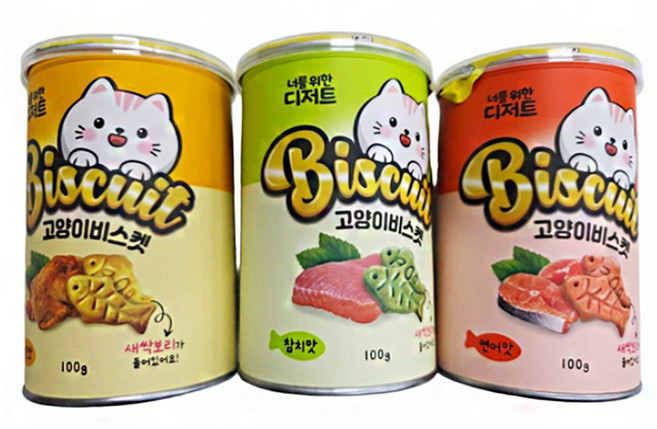 너를위한디저트 고양이 비스켓 100g 3개 간식 과자 치킨맛 참치맛 연어맛