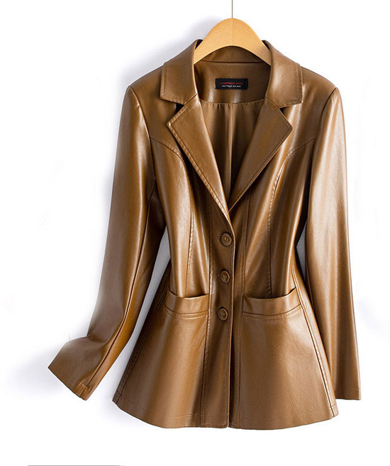 여성 가죽 트렌치 코트 하프기장 레더 트렌치자켓 아우터 간절기