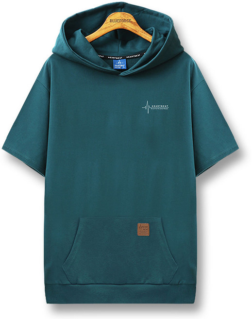 하트비트 레잇톤 반팔 후드티 오버핏 무지 반팔 티셔츠 미니쭈리 원단 커플룩 빅사이즈 단체복 남자 여자 남여공용 커플티 단체티 비치룩