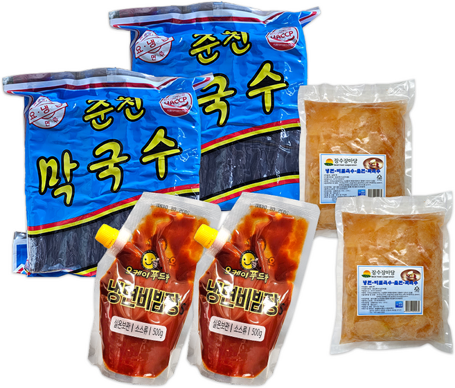 맛있는 참설악 비빔 막국수 세트 / 막국수 1개 + 비빔장 1개 + 냉면무 1개, 2세트, 3kg