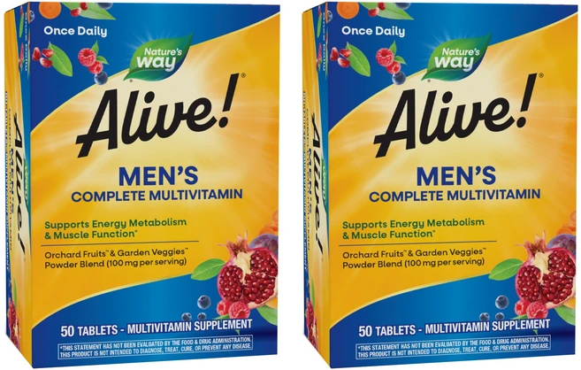 네이쳐스웨이 얼라이브! 맨 에너지 멀티-비타민 멀티-미네랄 타블렛, 50정, 2개 - 쿠팡