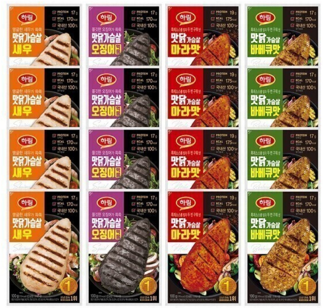 하림 맛닭가슴살 (바비큐+마라+새우+오징어)각 씩, 100g, 1개