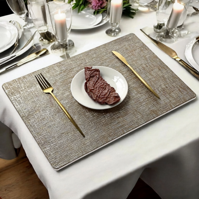 소담루밍 북유럽 비건 가죽 방수 식탁 테이블 매트 고급스러운 식탁매트, 4개, 43 x 30 cm, 브라운