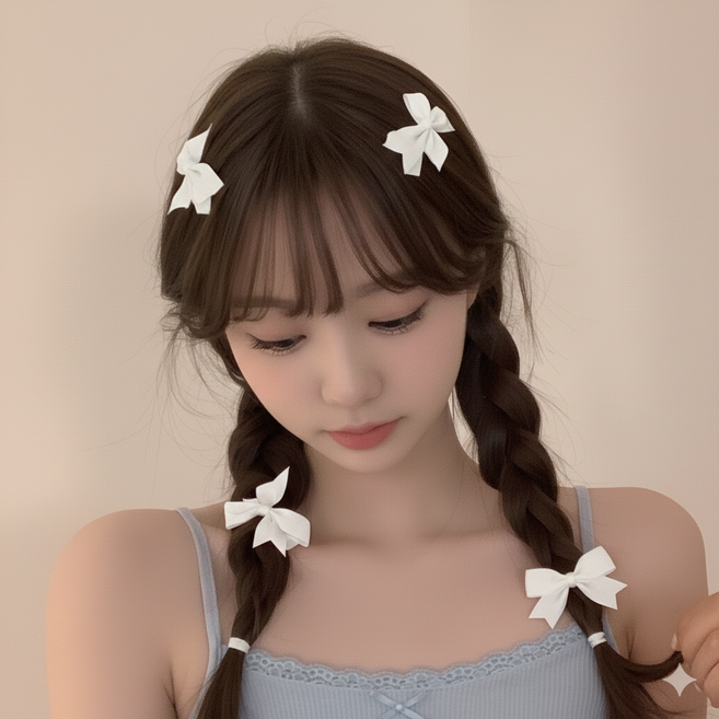 아이루리 골덴 리본 컬러 집게핀 낱개4개 러블리 데일리 귀여운 포인트 어린이 머리핀 헤어핀