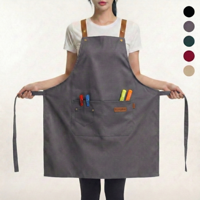 버니박스 길이조절 방수 앞치마, 1개, 그레이
