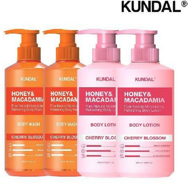 쿤달 퓨어 바디워시 체리블라썸 500ml x2개+바디로션 체리블라썸 500ml x2개, 1세트