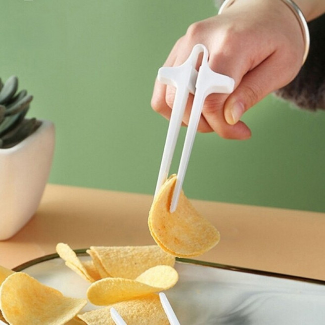 간식집게 손가락젓가락 미니집게 간식 과자 더러움방지 조리용, 블랙 2개입