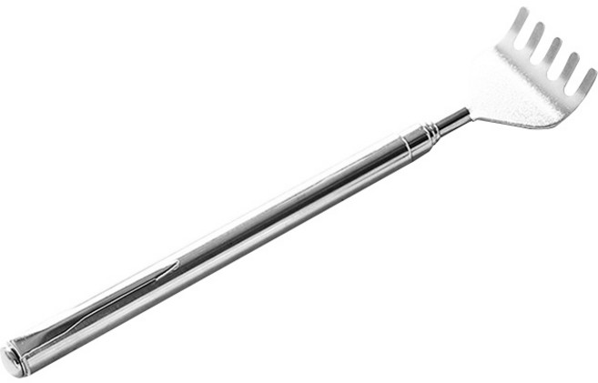 伸縮抓癢棒 抓背耙子, 1個, 五節伸縮 不求人, Silver