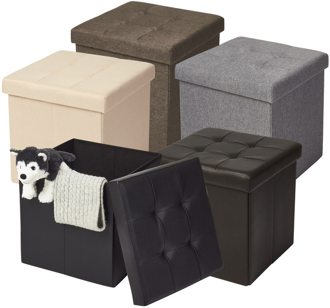 화장대 스툴 벤치 쇼파 발받침 수납 스툴의자, 싱글-PU, 브라운