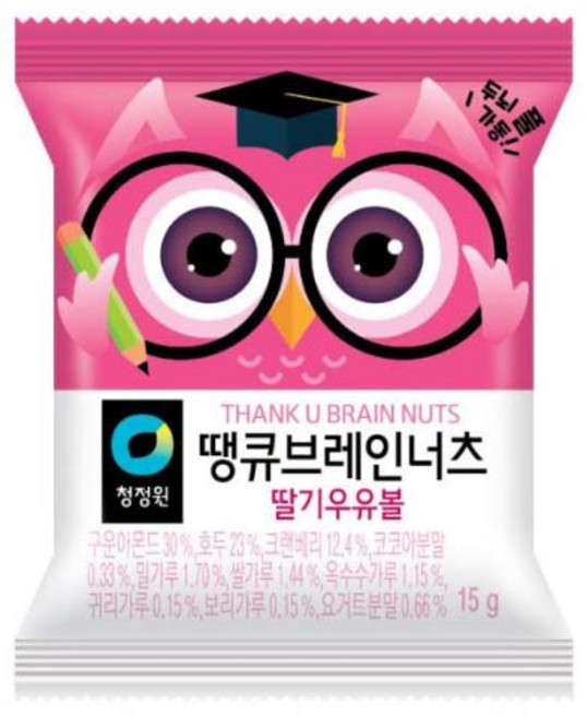 청정원 땡큐브레인너츠 딸기볼, 30개, 15g
