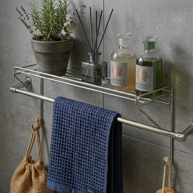 피니시웰 무타공 수건걸이 선반 거치대 304 스텐 욕실 수건걸이 위 선반, 1개, 304 스테인리스