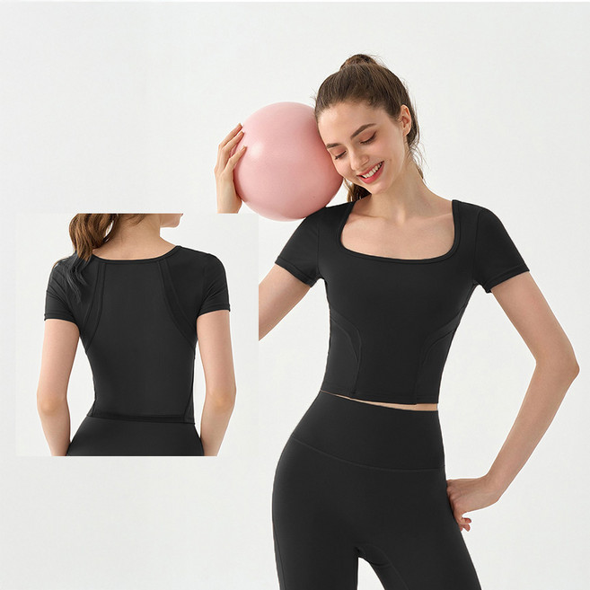 크롭티 티셔츠 반팔 운동복 티 여성 슬림핏 테니스 기능성