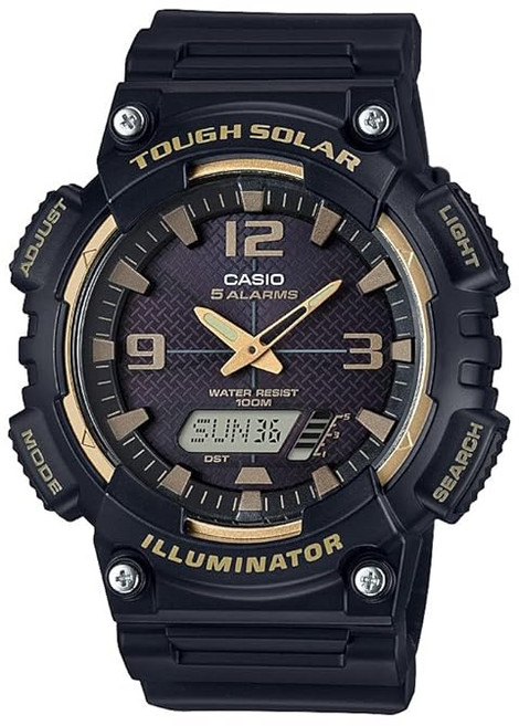 Casio 남성용 Tough Solar 쿼츠 스테인리스와 수지 손목시계 색상 블랙 (모델 AQ‑S810W‑1A3VCF)