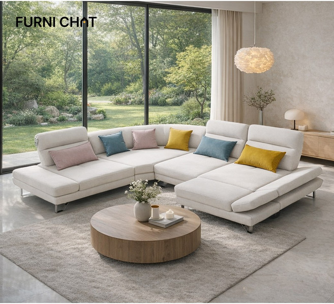 퍼니챗 샤르니 조야원단 3~6인용 코너형 패브릭 스윙소파, 스툴추가 안함, 1인용 추가 안함