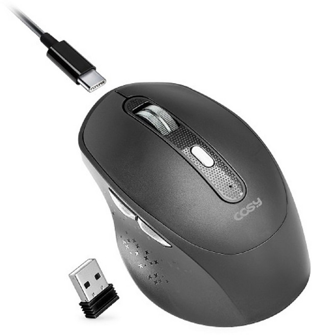 저소음 장거리 무선 C타입 충전식 내장 배터리 동글 리시버 마우스