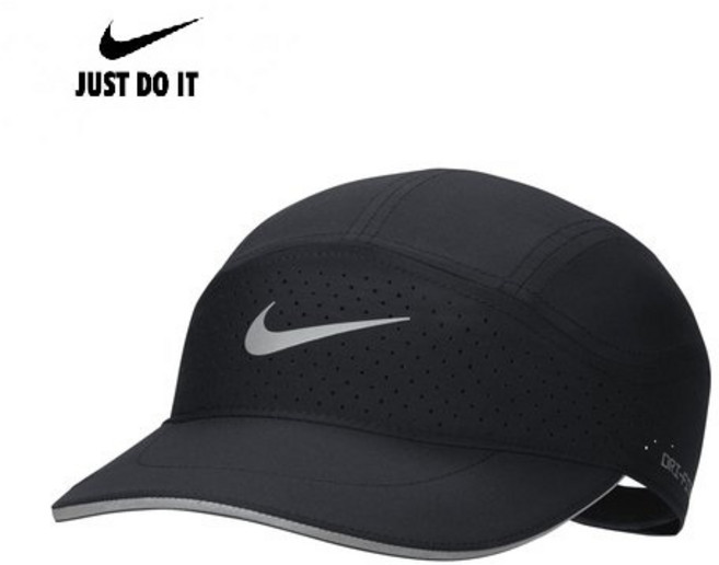 나이키 드라이 핏 ADV 플라이 언스트럭쳐드 캡 러닝 등산 모자, 블랙, 1개