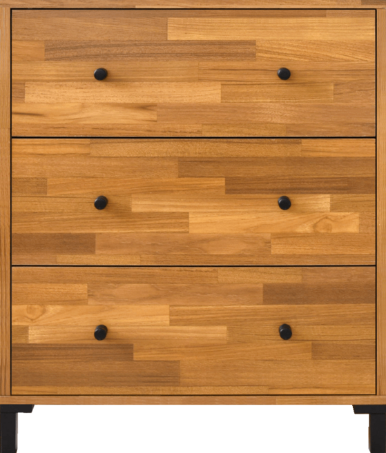 HOPMA 美背歐森三抽斗櫃 PC-B-IN305 寬60.5x深40x高72cm, 拼版柚木