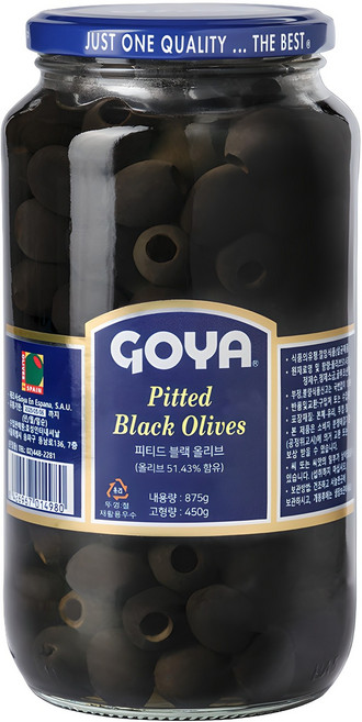 고야 대용량 피티드 블랙 올리브, 875g, 1개