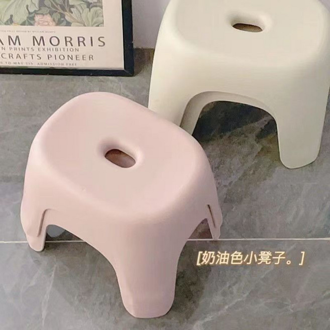 天天見 家用加厚塑料矮凳, 1個, 超強承重 米白色 久坐不纍,熱賣特惠：防滑耐磨 2個裝 經久耐用