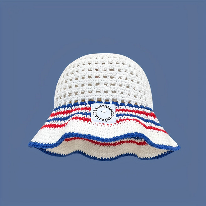 스트라이트 그물 니트 여성 버킷햇 벙거지 모자