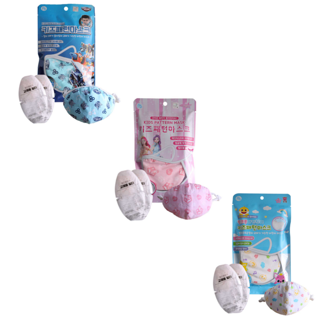 키즈패턴마스크 헬로 카봇 시크릿쥬쥬 핑크퐁 어린이용 MB필터 포함