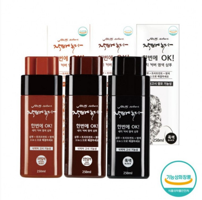 멜츠네이처 한방에 새치 커버 샴푸 염색제 250ml, 흑색, 2개