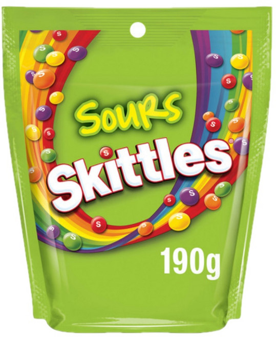 Skittles 스키틀즈 사워 츄잉캔디 190g Sours Chewy Lollies Bag, 1개
